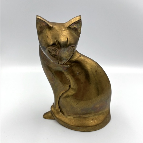 Vintage Other - 🐈 SOLD 🐈 Beautiful Brass Cat Statue